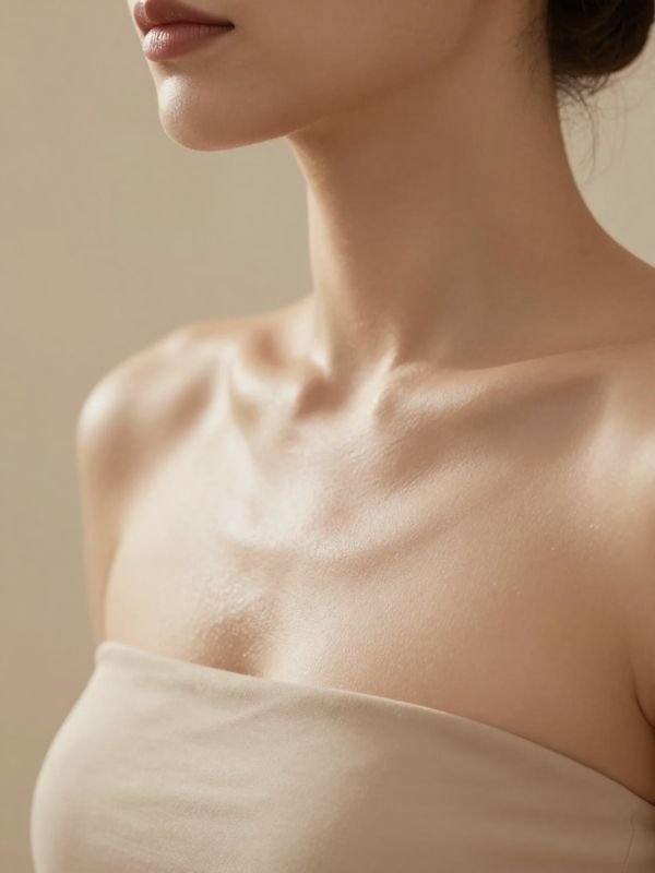 Piel del cuello y escote después de un tratamiento facial en KS Estética